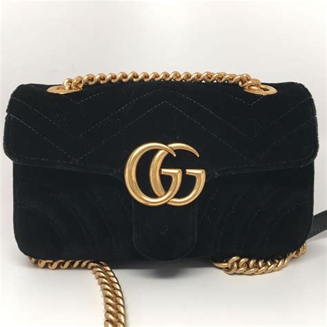 Gucci Velvet Small GG Marmont Shoulder Bag (GUC1425574)